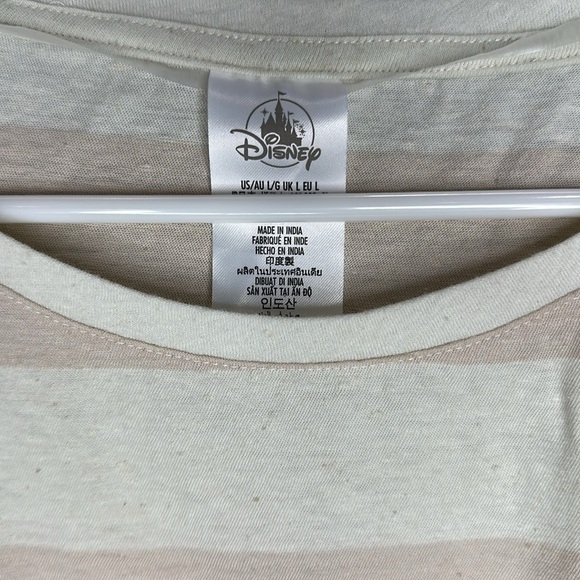 Disney Parks Mickey Mouse Cream and Tan Stripe Shirt Women’s Large - Picture 3 of 4
